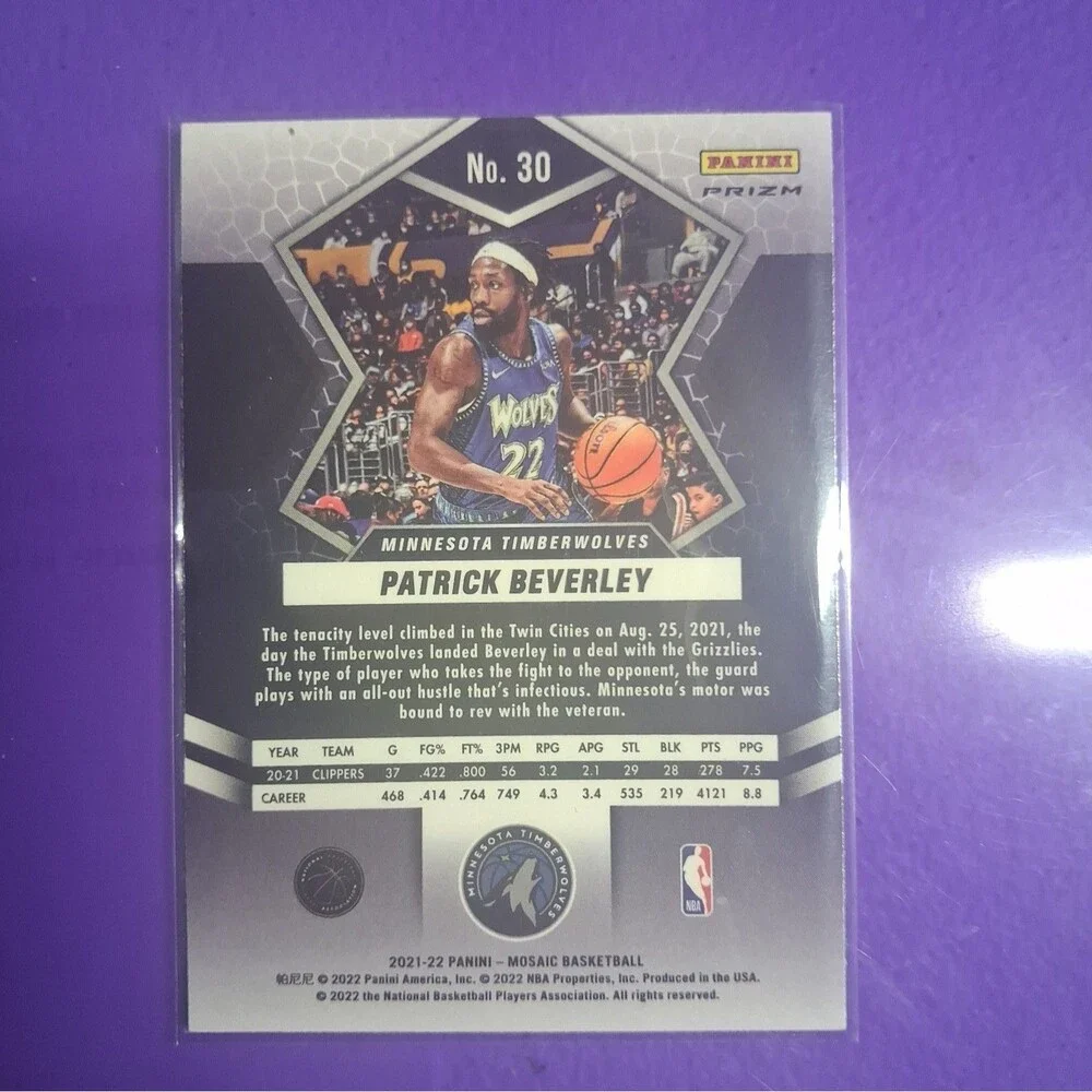 2021-22 Panini Mosaic - Patrick Beverley #30 Silver Prizm